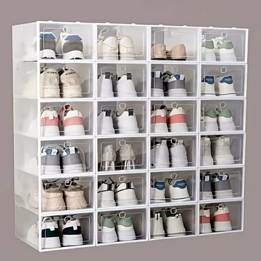 Yusenyi Plastic Shoe Box Transparent Storage Box Drawer-type Porch Storage Artifact Single Shoe Cabinet for Shoes to Save Space Shoe Rack Women's Flip Cover Black Frame (Buy 6 Get 6 Free 12 in total) 0x0x0cm