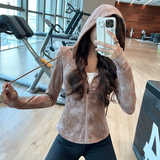 LULULOMDDW Pilates casual sports long-sleeved jacket for women slimming stand-up collar tight fitness training running yoga clothing top women black S