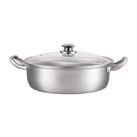 Fabricado en Tokio, Yuanyang Hot Pot 304 cocina de inducción recta de acero inoxidable moldura de una sola pieza engrosada de doble propósito 0 fugas 30 cm