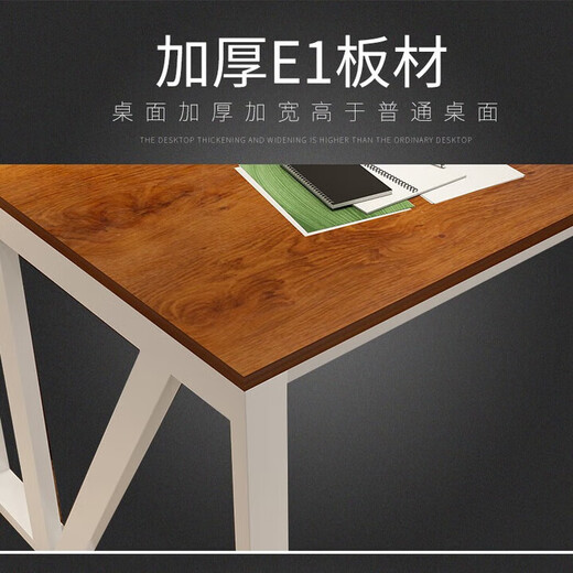 Desk simple modern boss desk and chair combination atmospheric manager desk steel and wood executive desk office furniture black frame + golden oak color 2.0m single table (desktop 2.0*0.8m)