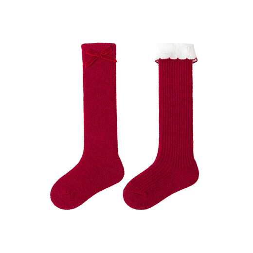 Minibala new year baby socks newborn soft breathable red stockings 2 pairs 2026 new product