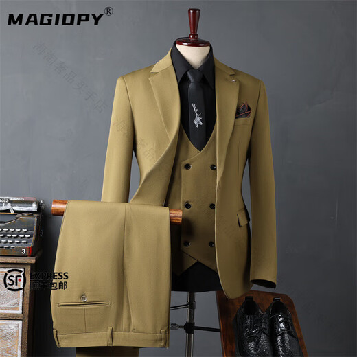 MAGIOPY luxury high-end brand casual suit suit men's wedding dress business slim suit commuter formal suit men's black (suit + trousers) high-end gift box M 48 (100-112 Jin Jin equals 0.5 kg) high-end gift box
