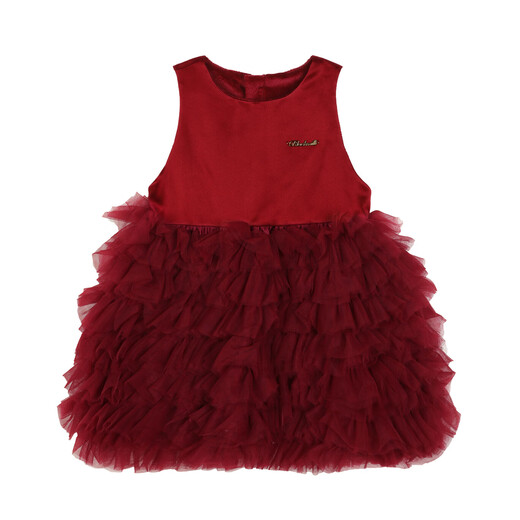 LUSON Little O Bao Children's Clothing Baby New Year Red Puff Skirt Women 2026 Girls New Year Velvet New Year Vest Princess Dress