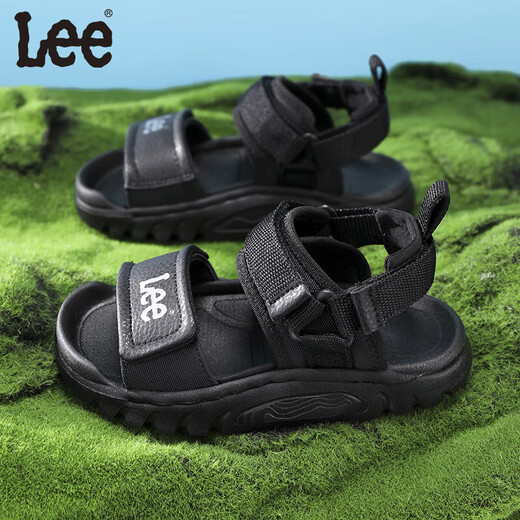 Lee children's shoes summer children's sandals girls black hollow sports beach shoes boys big black 28 recommended foot length 172.5mm