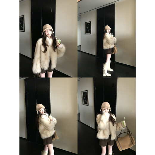 COCO LIMITED dinner party daughter imported from Finland sagafurs two-color smudge-dyed fox fur stand-up collar smudge-dyed gilt white pre-sale M