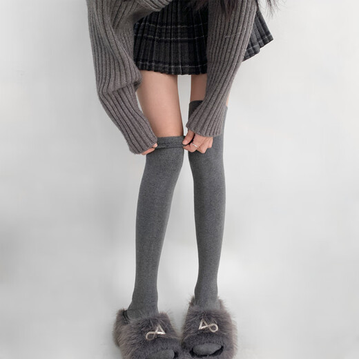 Perfect gray jk over-the-knee socks for women, autumn and winter long tube, extended over-the-knee gray, one size fits all