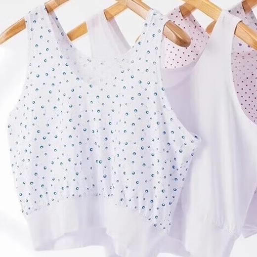 Summer new thin cotton camisole, middle-aged and elderly women can wear extra large half-cut short mother's underwear, underwear vest - white L size - 1 piece