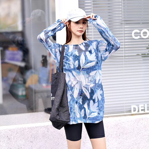 Anyu Luo Shiqi swimsuit women's conservative five-point pants sports slimming belly-covering three-piece set long-sleeved new hot spring swimsuit picture color M