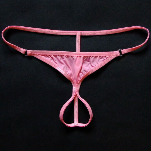 Sexy underwear for men, ay hollow open thong men's low-waist transparent open crotch T-pants underwear 0 white S