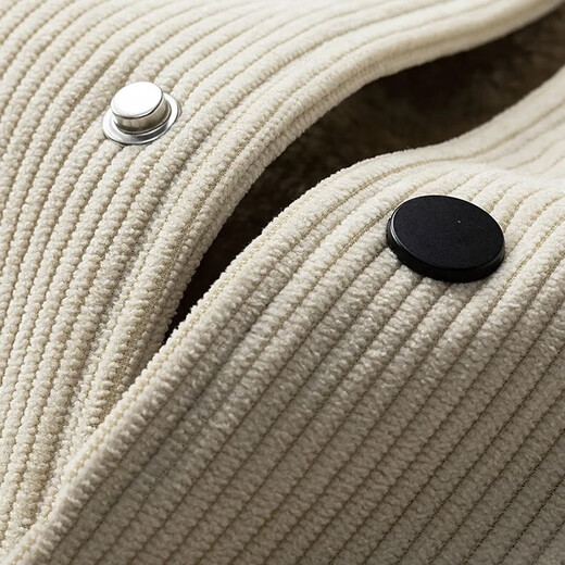 PLAYBOY Jacket Men's Autumn and Winter Velvet Thickened Warm Lapel Windproof Loose Casual Jacket Black XL