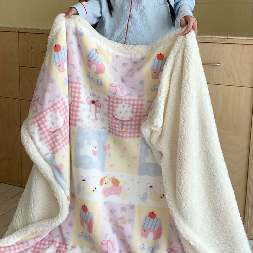 Vinoya double-sided thickened milk fleece blanket, lamb fleece office shawl, nap blanket, air-conditioning blanket, dormitory sofa cover blanket, overalls, kitten milk fleece + lamb fleece, soft and waxy skin like a cat, 70x100cm nap children's blanket