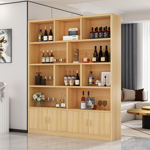 Zhong Zhanggui solid wood wine cabinet living room wall cabinet storage cabinet 2025 new display cabinet home wine rack storage rack storage cabinet door-to-door delivery thickened 15mm plate 140cm-log
