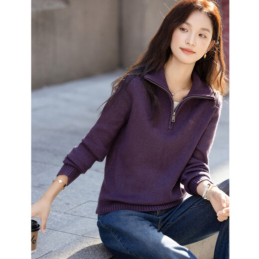 Demana Enjoy the softness and warmth at this moment Winter half-zip stand-up sweater embroidered temperament petite sweater women's top