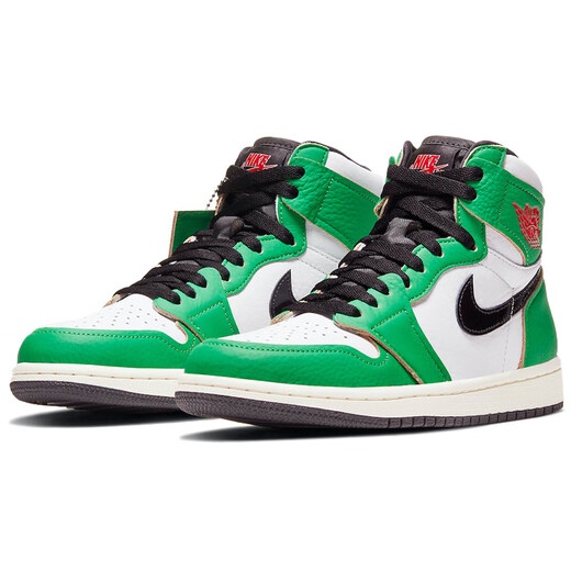 Jordan Jordan Air1retrohighogluckygreen small Heineken high-top basketball shoes women's white green 40