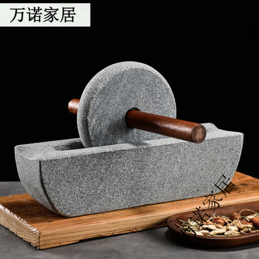 Stone roller, Tang Dynasty and Song Dynasty tea grinder, small stone mortar, mortar and roller, point tea, matcha tea powder, tea cake, medium grinding, stone roller diameter 20cm, smooth sailing