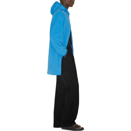 博柏利（BURBERRY）新年礼物纯色连帽拉链中长款长袖风衣男款 天蓝色 XS