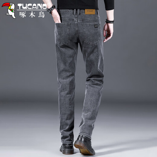 Woodpecker (TUCANO) jeans men's pants men's spring loose straight casual pants men's elastic trendy versatile trousers gray 32