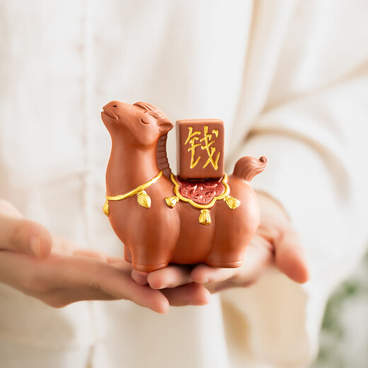 Zisha Make Money Immediately Tea Pet Decoration National Trend Decoration Office Desktop Tea Table Ceramic Tea Playing Horse New Product Zisha Guochao Make Money Immediately