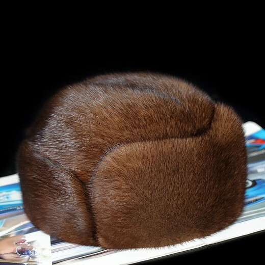 Maycaur mink hat men's whole mink fur autumn and winter new mink hair for middle-aged and elderly people thickened and warm Northeast gift black whole mink M head circumference 56-57cm