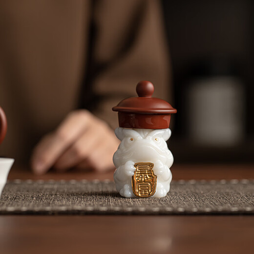 SUSHI CERAMICS high-end ice jade porcelain, golden toad tea pet ornaments, tea table and office desk decoration, holiday gifts for friends