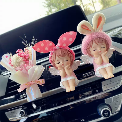 Yusenyi Car Decoration Cute Annie Car Air Vent Aromatherapy Car Air Conditioner Perfume Clip Car Ornament Goddess Benz Pink Purple Annie Purple and White Sunflower Air Vent Free Perfume Flakes
