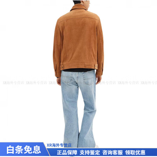 COACH fashionable and versatile trendy solid color single-breasted casual long-sleeved leather jacket for men brown Christmas gift brown S