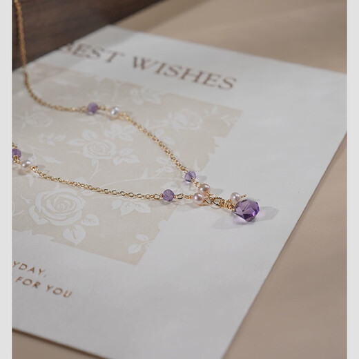 Niche design amethyst pearl necklace with access to luxury high-end clavicle chain sterling silver water drop 40540 amethyst tanzanite necklace (14k gold filled)