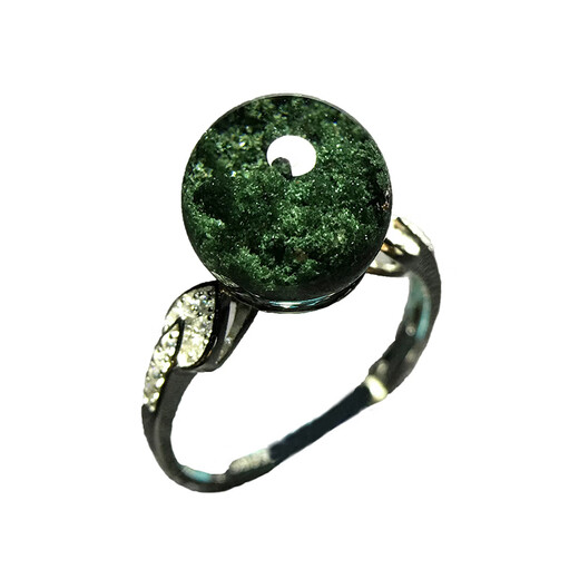 Dong secret natural green ghost ring for women, orphan silver cornucopia of baby's breath, thousands of layers of niche crystal single bead rough stone ring for men F558