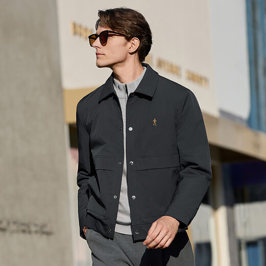 Dances with Wolves 90 duck down lining + graphene autumn and winter lapel workwear men's down jacket 101 navy 175