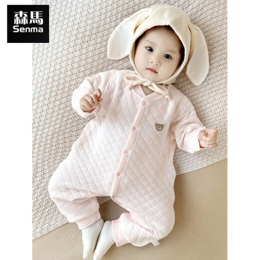 Semir children's baby autumn and winter pure cotton clothes baby quilted warm jumpsuit newborn robe 0-1 bottoming romper cotton gray quilted bear jumpsuit 59cm