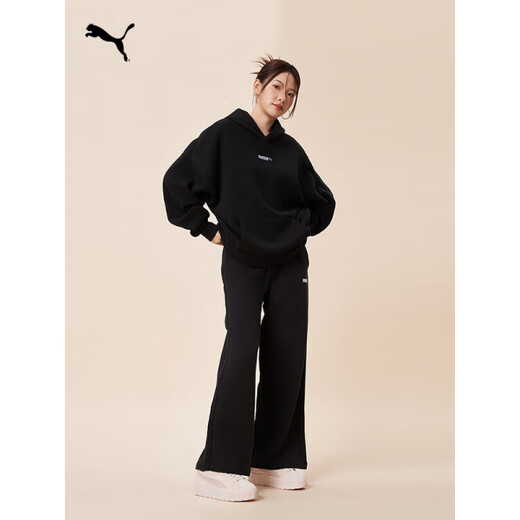 PUMA loose straight wide-leg sweatpants for men and women, autumn and winter casual cotton knitted trousers 692897 Black-01 Black 01 XS (165/66A)