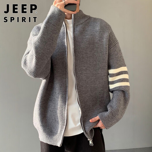 JEEP SPIRIT Jeep suéter para hombre cárdigan abrigo otoño e invierno de gama alta ropa de marca de moda americana