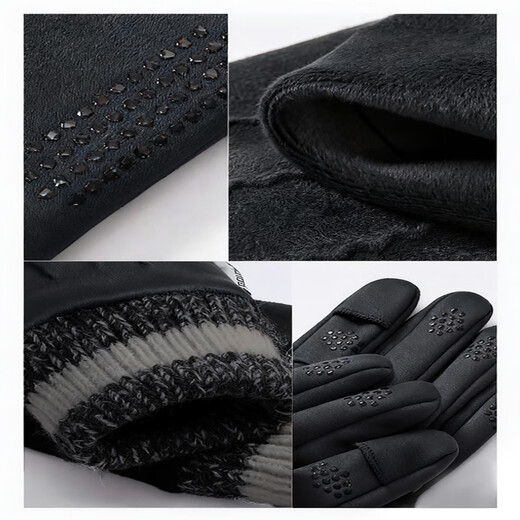 JEEP suede gloves men's 2025 autumn and winter plus velvet warm windproof silicone non-slip touch screen sports outdoor gloves for men