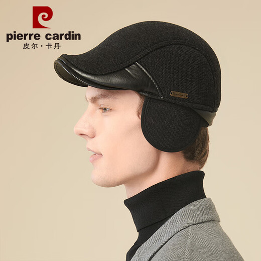 Pierre Cardin beret art hat for men in winter plus velvet to keep warm, with ear protection hat as a birthday gift for dad in a gift box