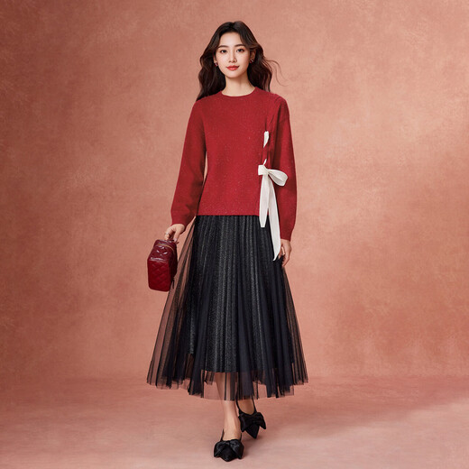 IEF/Aiyifu 2025 autumn and winter new style French sweet and gentle commuting temperament design versatile woolen top