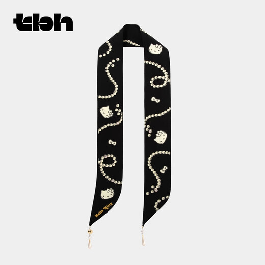 Brutalist Home (tbh) Hello Kitty Beaded Narrow Silk Scarf Mulberry Silk Square Scarf as a Gift Hello Kitty Beaded Narrow Silk Scarf-Pearl Necklace