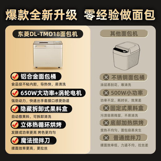Donlim government subsidy, fully automatic home bread machine, all-in-one dough kneading machine, kneading and intelligent fermentation, small multi-functional and can be reserved, toasted bread intelligent fermentation breakfast machine, industry hot model | TM018