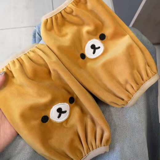 Sleeve protector cute self-deprecating bear cartoon sleeve sleeve office anti-dirty down jacket sleeve protector anti-dirty work plush sleeve white self-deprecating bear sleeve sleeve pair
