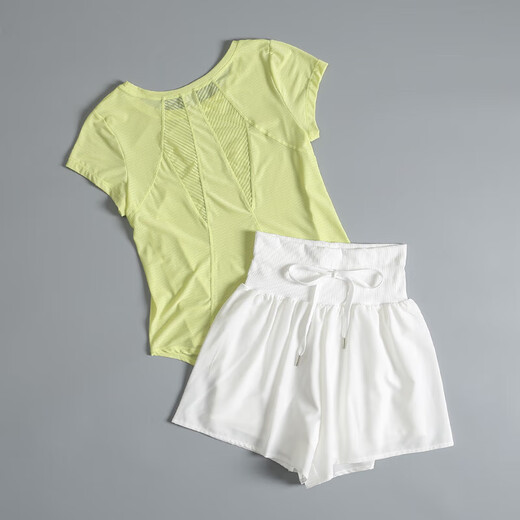 LULUNILEMON Lulu loose casual running exercise quick-drying short-sleeved blouse breathable Pilates yoga fitness wear sprout green + white S