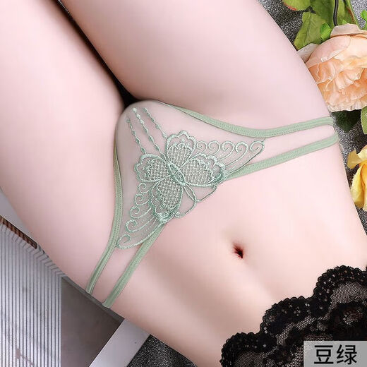Universal large size sexy fat mm200Jin Jin is equal to 0.5kg Qingqu interesting fully transparent thong women's T-pants plus fat enlarged underwear 9012 Bean green M90125Jin Jin is equal to 0.5kg