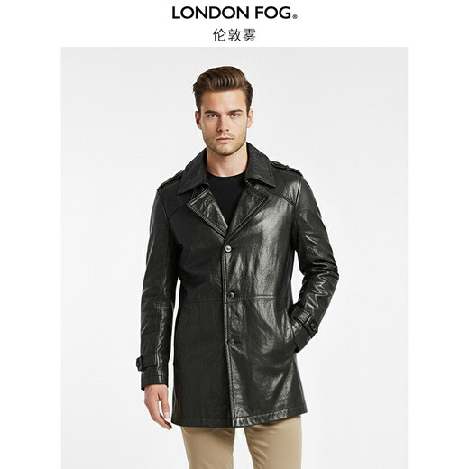 London Fog winter new British style cotton leather men's leather jacket business commuting color versatile fitted jacket official flagship black Z9 L 170/88B 50