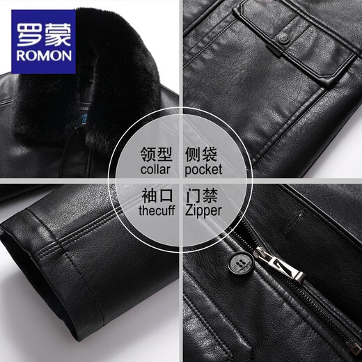 Luo Meng dad leather jacket velvet thickened 2025 new middle-aged and elderly men's winter jacket grandpa and the elderly winter leather jacket 228 black L 175/88A