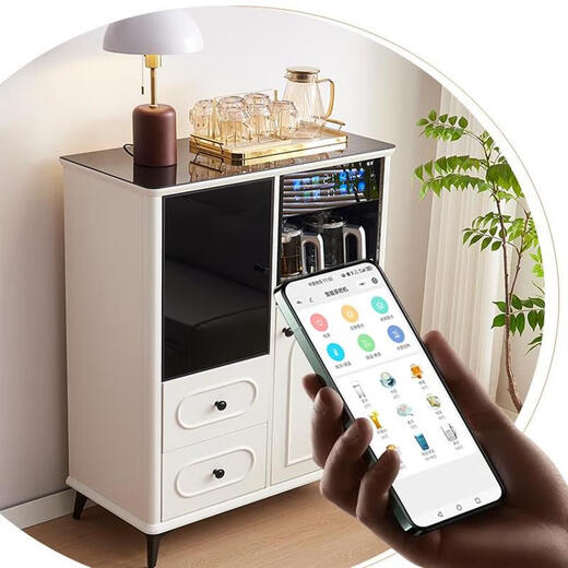 Wanbao with refrigerator ice bar solid wood tea bar water dispenser embedded office home dining side cabinet home fully automatic all-in-one 2-door white warm remote control length 0.85 heating type ice warm