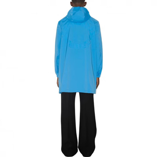 博柏利（BURBERRY）新年礼物纯色连帽拉链中长款长袖风衣男款 天蓝色 XS