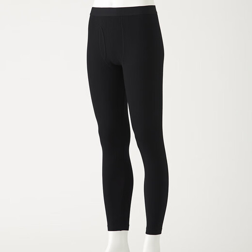 MUJI Men's Winter Underwear Made of Cotton Long Tights Men's Warm Autumn Line Pants Home Pants Black S (165/72A)