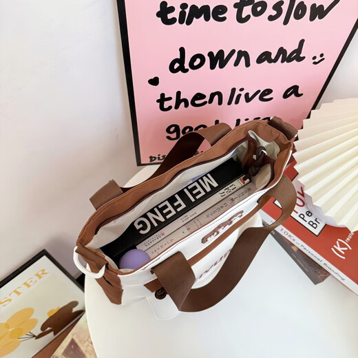 高颜值撞色书包女生ins初中生大容量高中学生背包减负双肩包 卡其色拼色两件套