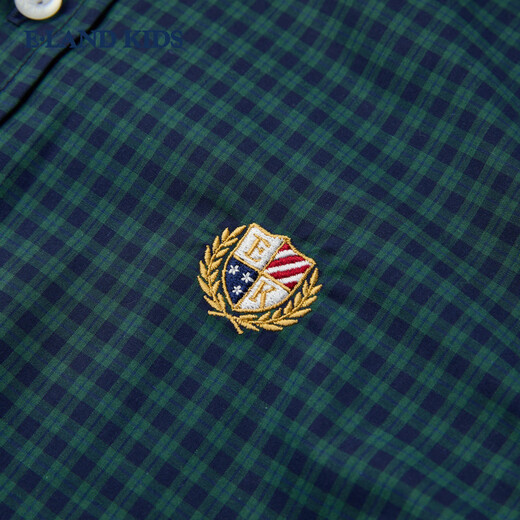 E LAND KIDS children's clothing boys' shirt plaid long-sleeved top green 130