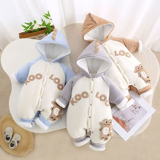 Baby one-piece clothespin cotton thickened cotton clothes newborn romper baby clothes winter clothes going out Red panda card 80cm 5-10 months