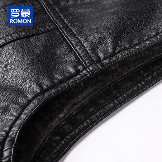 ROMON men's autumn and winter new sleeveless PU leather vest, fashionable and casual, velvet and thickened, trendy and can be worn outside, warm vest