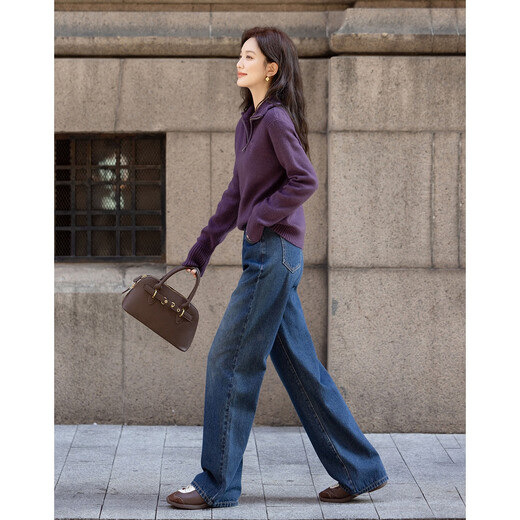 Demana Enjoy the softness and warmth at this moment Winter half-zip stand-up sweater embroidered temperament petite sweater women's top